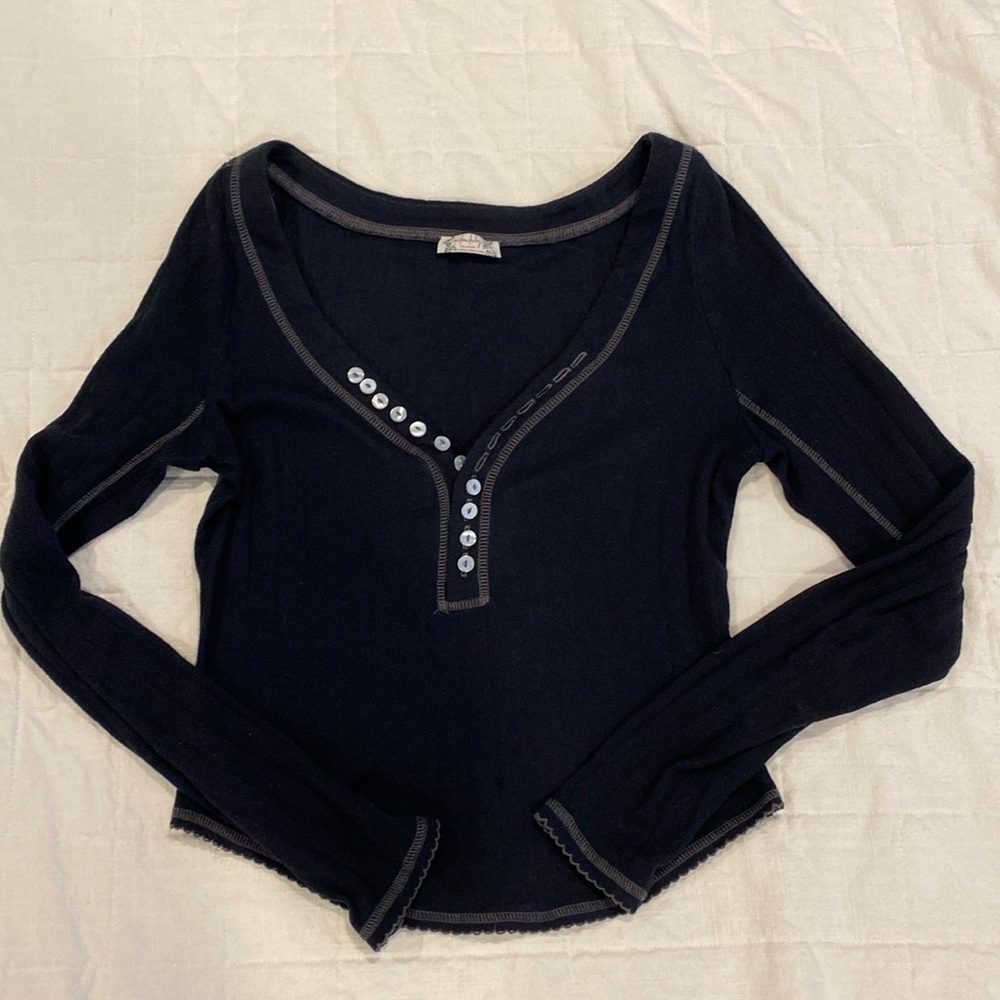 Intimately by Free People Pointelle Button-up Henley Top